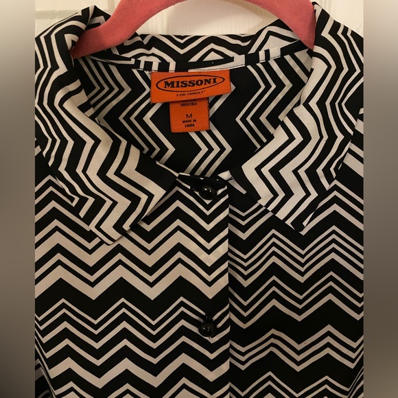 Missoni for Target black and off-white chevron blouse size M - Picture 4 of 6